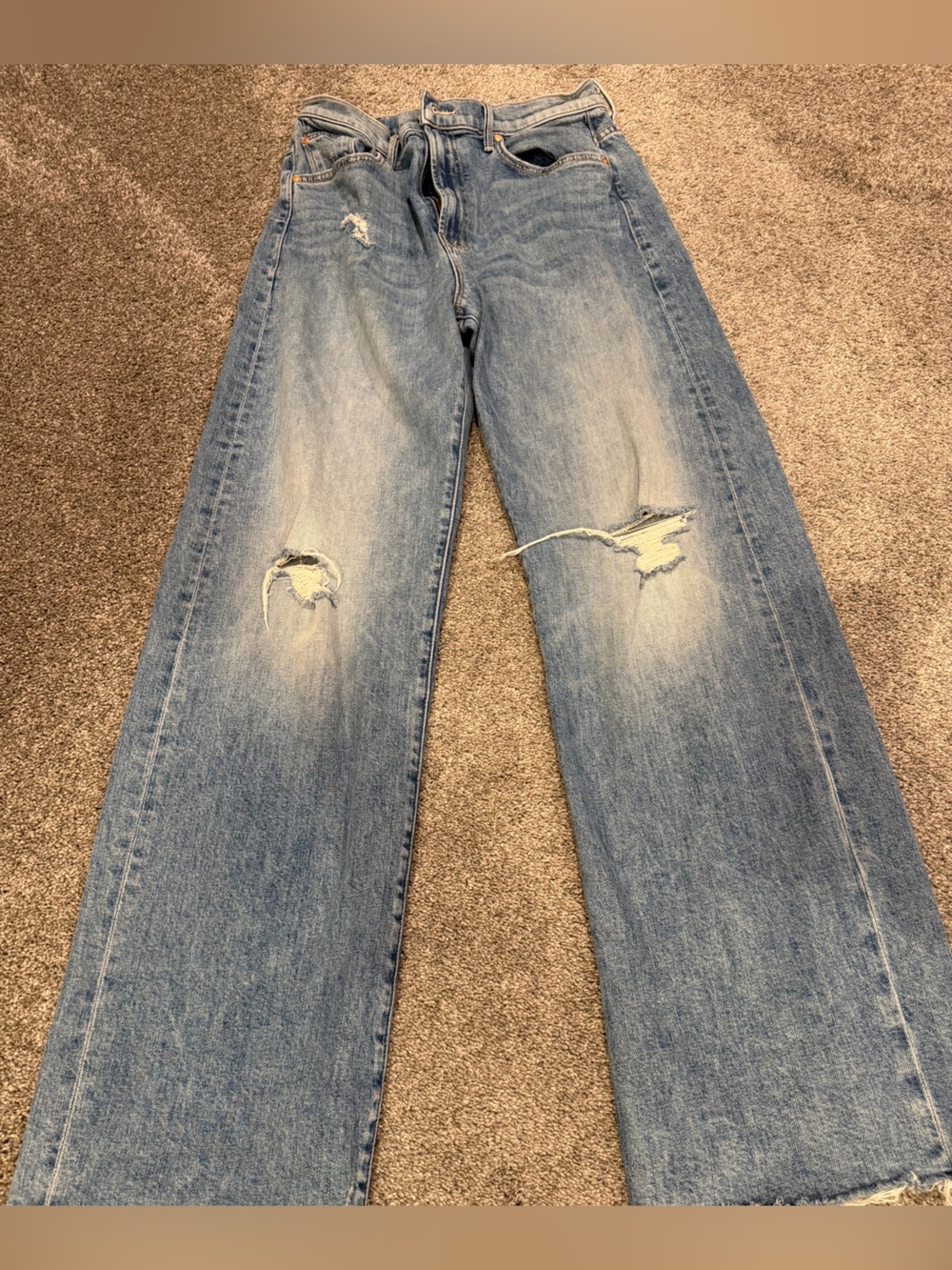 MOTHER SUPERIOR The Lasso Sneak Chew Women’s Light Blue Straight Leg Jeans